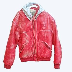 Cavaricci distressed leather bomber jacket 80's